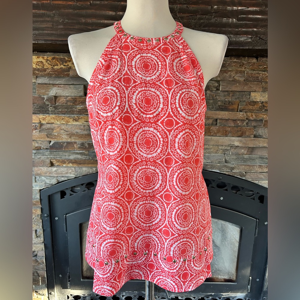 Michael Kors Coral Sleeveless‎ Studded Blouse Top Medium